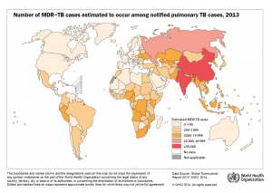 Tuberculose - Percentage besmetting wereldwijd